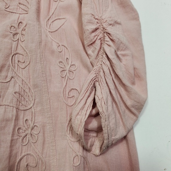 Soft Surroundings Women Dress Size Medium Embroidered Lace boho Button Dusty Ros - Picture 14 of 16